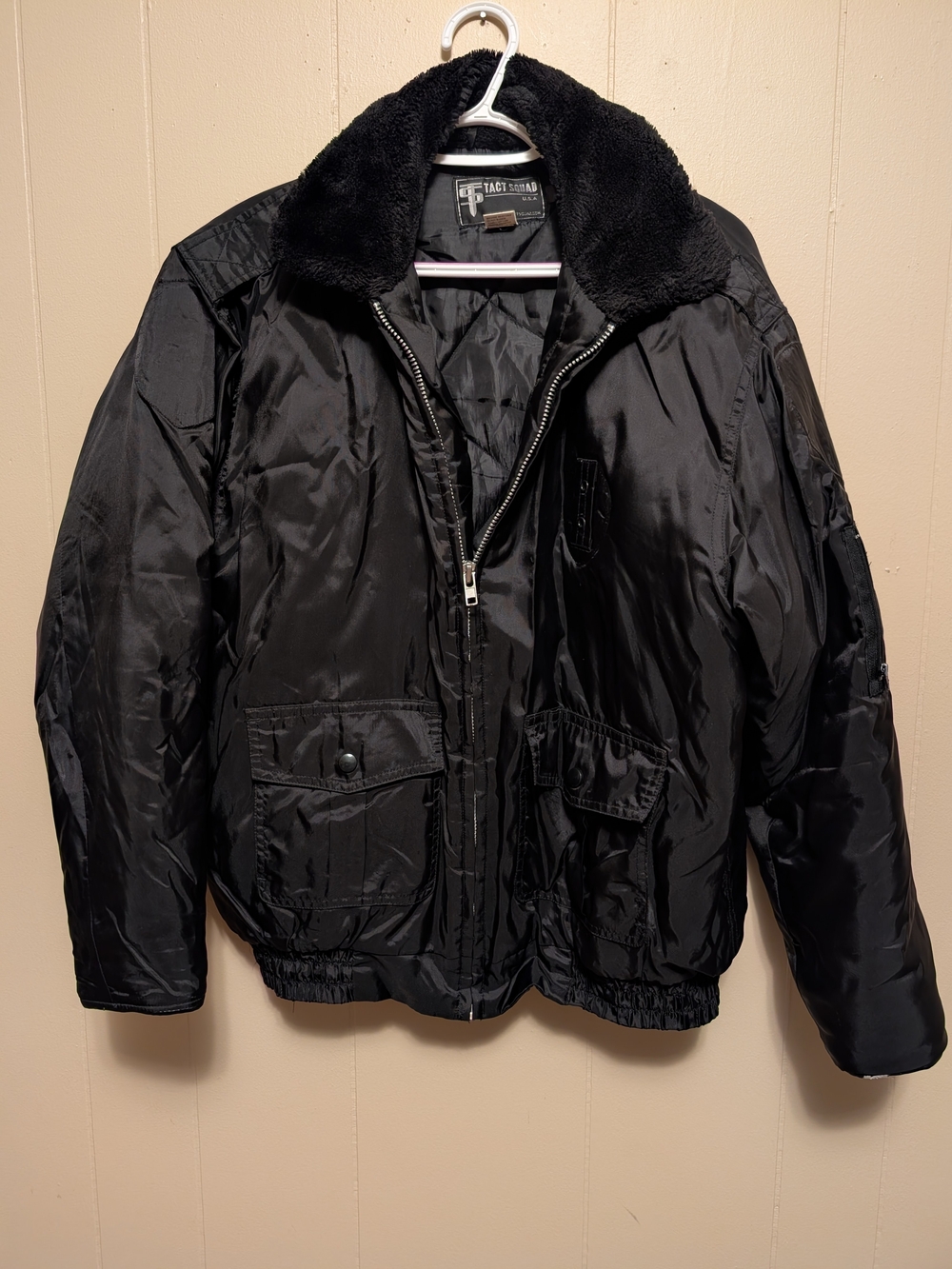 Tact Squad Black Security Uniform Winter Jacket Nylon Tactical Duty Coat Size L